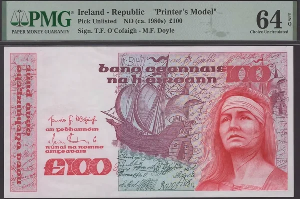 Ireland’s Rare £100: The Pirate Queen’s Unissued Banknote Never See