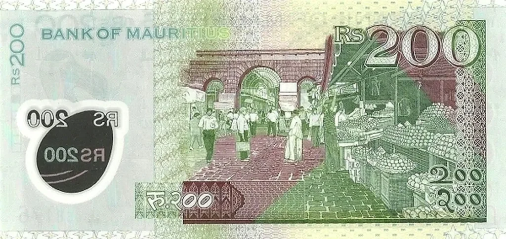 mauritius new 200 rupees polymer - globenote back