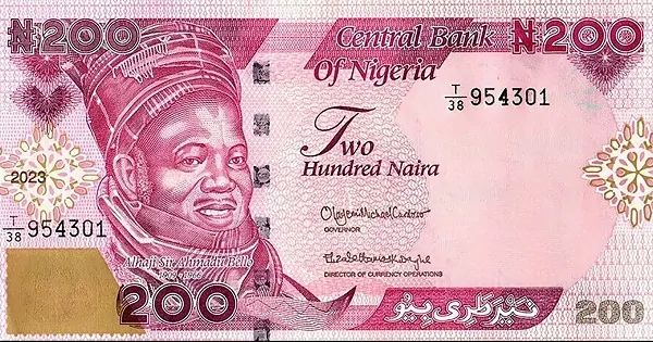 nigeria 200 naira obverse — sir ahmadu bello portrait with raised intaglio