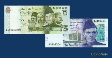 Pakistan 75 Rupees Commemorative Set 2022 Banknote UNC | Pick P-240 | GlobeNote banknote front