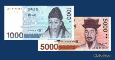 Sout Korea 1000 5000 Won Set 2007 Banknote UNC | Pick P-54-55 | GlobeNote banknote front