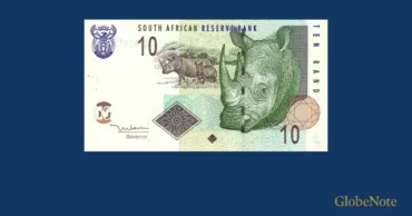 South Africa 10 Rand 2005 UNC (Pick P-128a) – Rhinoceros & Cattle/Agro Motifs (“Big Five” Series)