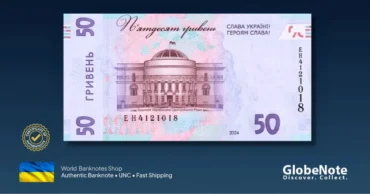 Ukraine 50 hrvinie 2024 back globenote