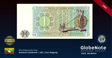 burma 1 kyat 56 1972 unc x2 back