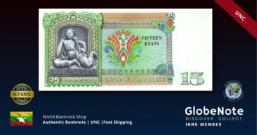 burma 15 kyat 62 1986 unc back