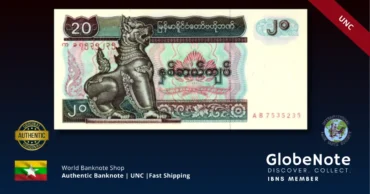 burma 20 kyat 72 1994 unc x2 front