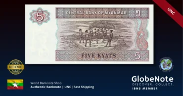 burma 5 kyat 70 1995 unc x4 back