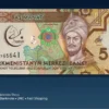 turkmenistan 5 manat asian martial games 2017 front globenote