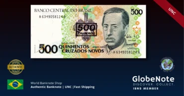 Brazil 500 Cruzeiros 1990 Banknote UNC | Pick P-226 | GlobeNote