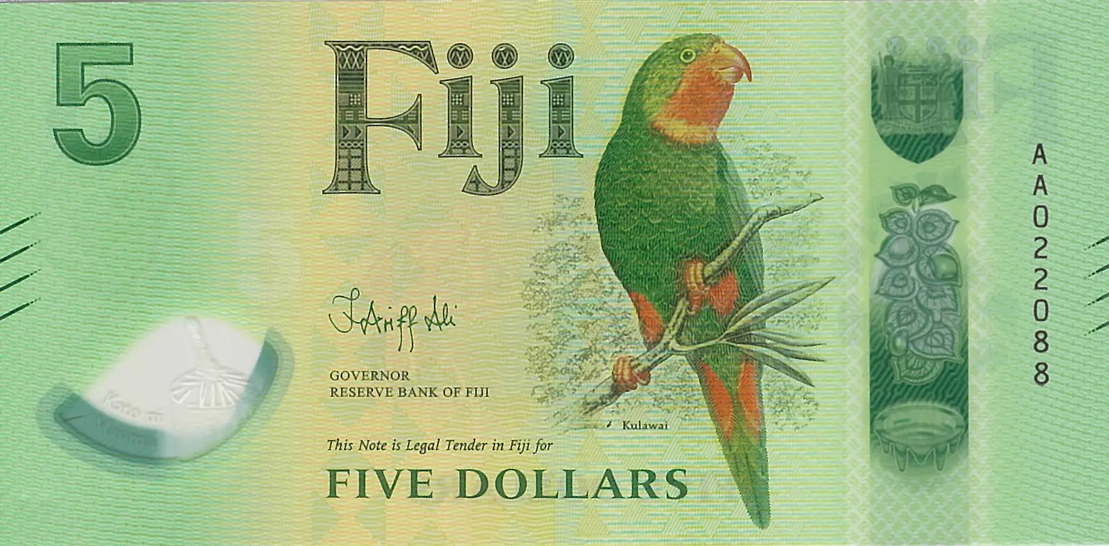 Fiji 2026 Polymer Banknotes 5 Dollars