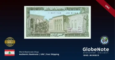 Lebanon 5 Livres 1986 Banknote UNC | Pick P-62d | GlobeNote