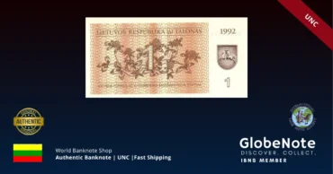 Lithuania 1 Talonas 1992 Banknote UNC | Pick P-39 | GlobeNote