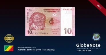 Congo, Democratic Republic 10 Centimes 1997 Banknote UNC | Pick P-82 | GlobeNote