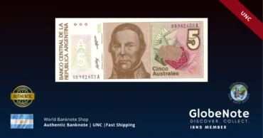 Argentina 5 Australes 1985 Banknote UNC | Pick P-324b | GlobeNote