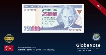 Turkey 250,000 Türk Lirası 2002 Banknote UNC | Pick P-207 | GlobeNote