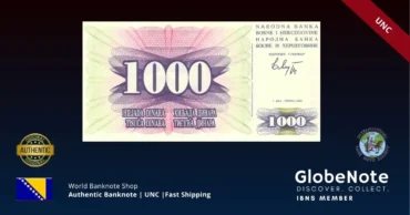 Bosnia and Herzegovina 1,000 Dinara 1992 Banknote UNC | Pick P-15 | GlobeNote