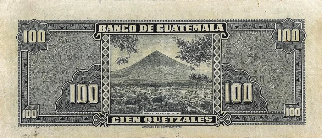 GUATEMALA 100 Quetzales 1959 Pick 49 back side - GUATEMALA
