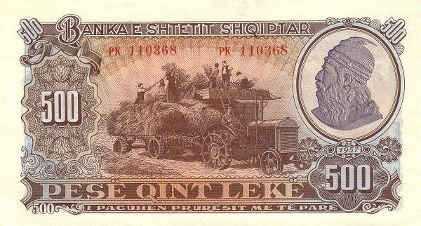 ALBANIA 500 Leke 1957 Pick 31