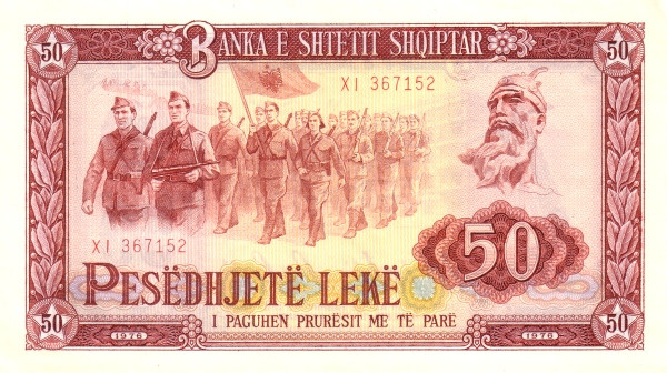 ALBANIA 50 Leke 1976 Pick 45 collectible banknote