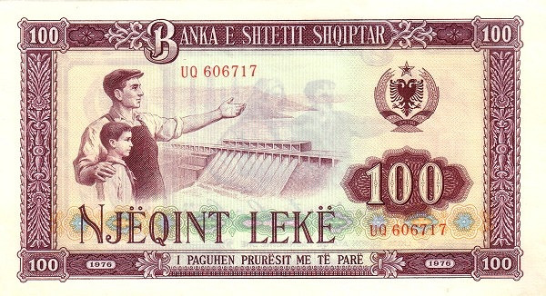 ALBANIA 100 Leke 1976 Pick 46 collectible banknote