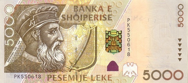 ALBANIA 5000 Leke 2001 Pick 70 collectible banknote