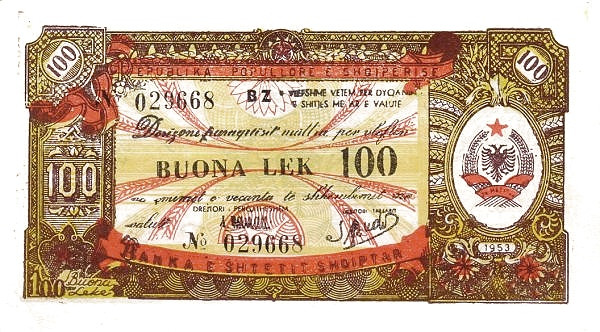 ALBANIA 100 Bon Lek 1953 Pick FX8 collectible banknote