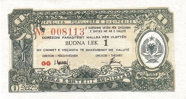 ALBANIA 1 Bon Lek 1965 Pick FX24 collectible banknote
