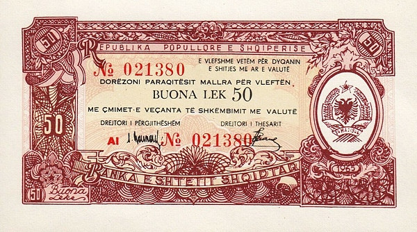 ALBANIA 50 Bon Lek 1965 Pick FX27 collectible banknote