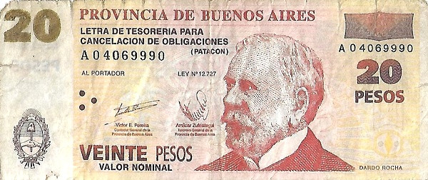 ARGENTINA – BUENOS AIRES 20 Pesos 2002 Pick S2314 collectible banknote