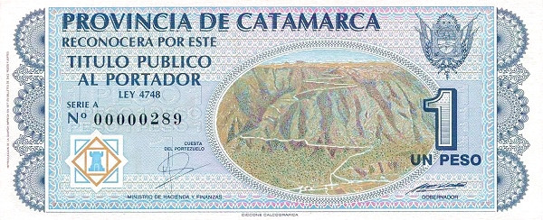 ARGENTINA – CATAMARCA 1 Peso 2001 Pick S2351