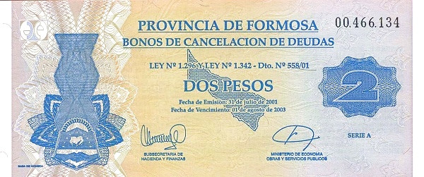 ARGENTINA – FORMOSA 2 Pesos 2001 Pick S2399