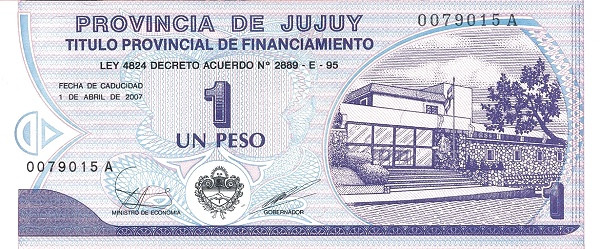 ARGENTINA – JUJUY 1 Peso 2007 Pick S2414 collectible banknote