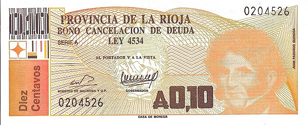 ARGENTINA – LA RIOJA 10 Austral 1986 Pick S2501