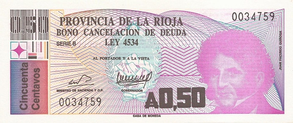 ARGENTINA – LA RIOJA 50 Austral 1986 Pick S2502