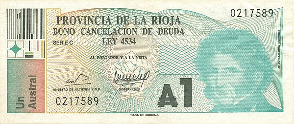 ARGENTINA – LA RIOJA 1 Austral 1986 Pick S2503