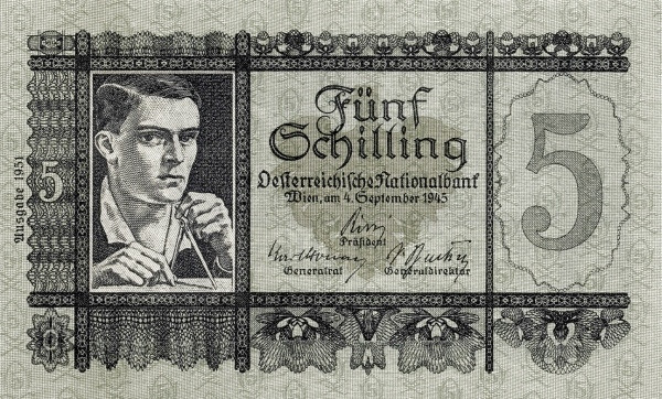 AUSTRIA 5 Schilling 1951 Pick 126