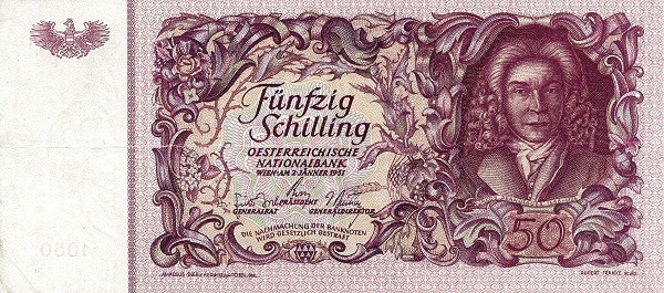 AUSTRIA 50 Schilling 1951 Pick 130 collectible banknote