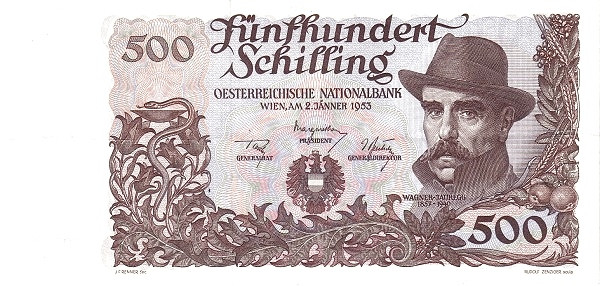 AUSTRIA 500 Schilling 1953 Pick 134 collectible banknote