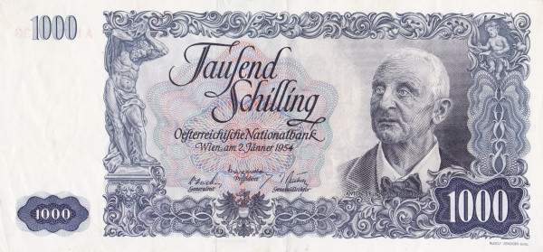 AUSTRIA 1000 Schilling 1954 Pick 135