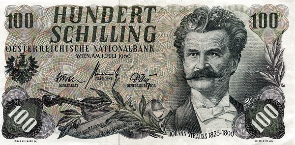 AUSTRIA 100 Schilling 1960 Pick 138 collectible banknote