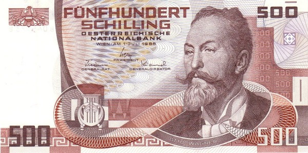 AUSTRIA 500 Schilling 1985 Pick 151 collectible banknote