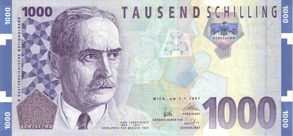AUSTRIA 1000 Schilling 1997 Pick 155 collectible banknote