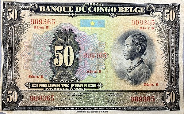 BELGIAN CONGO 50 Francs 1952 Pick 16