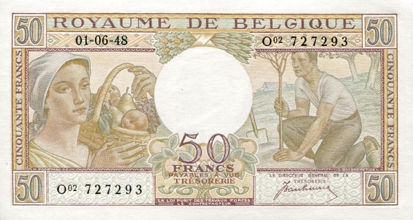 BELGIUM 50 Francs 1956 Pick 133 collectible banknote