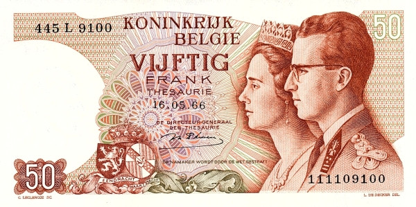 BELGIUM 50 Francs 1966 Pick 139 collectible banknote