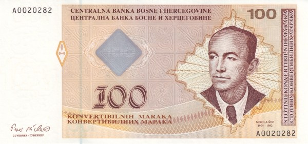 BOSNIA & HERZEGOVINA 100 Konvertibilnih 1998 Pick 69 collectible banknote