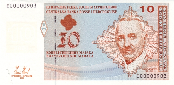 BOSNIA & HERZEGOVINA 10 Konvertibilnih 2008 Pick 73 collectible banknote