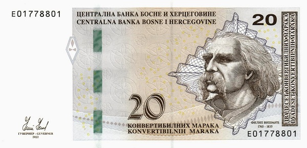 BOSNIA & HERZEGOVINA 20 Konvertibilnih 2012 Pick 83 collectible banknote