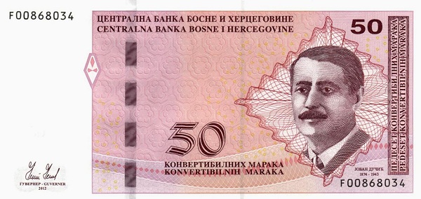 BOSNIA & HERZEGOVINA 50 Konvertibilnih 2012 Pick 85 collectible banknote