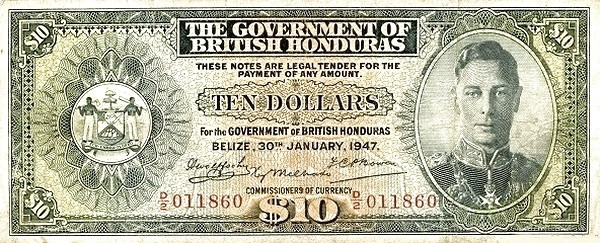 BRITISH HONDURAS 10 Dollars 1951 Pick 27